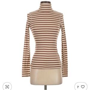 Free People Good Good Striped Turtleneck brown